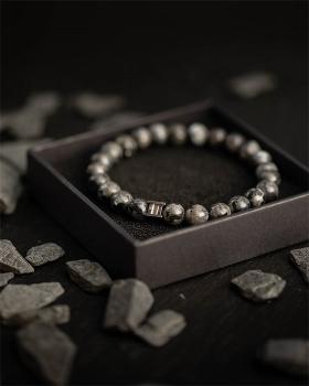 Preview: Armband mit 8 mm Larvikit-Stein - Gem Grey Wolf